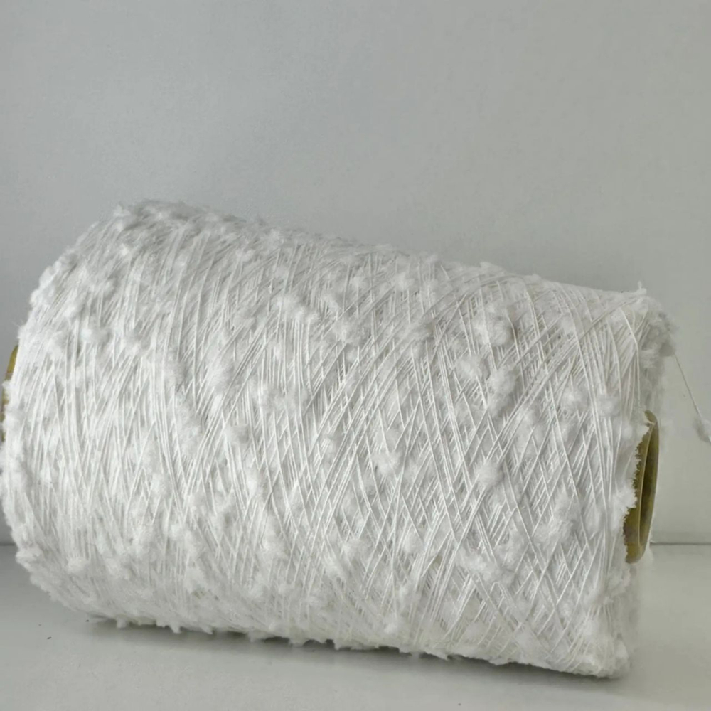 CENO - STOCK ITALY; вискоза, п/а; нить с "шишечками" ; 500м/100гр; цвет: белый; S501