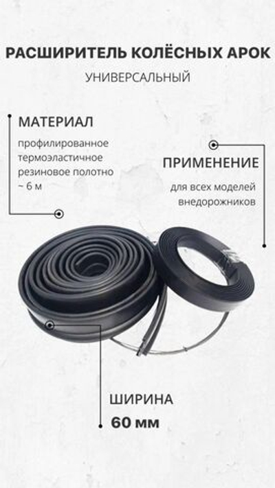 Расширитель колесных арок универсальный (резиновый) 60 мм.