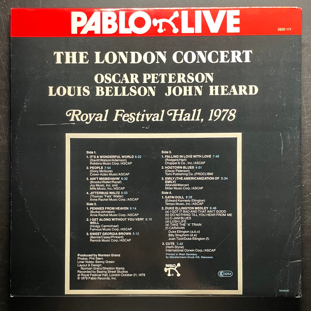 Oscar Peterson, Louis Bellson, John Heard ‎– The London Concert 2LP (Скандинавия 1979г.)