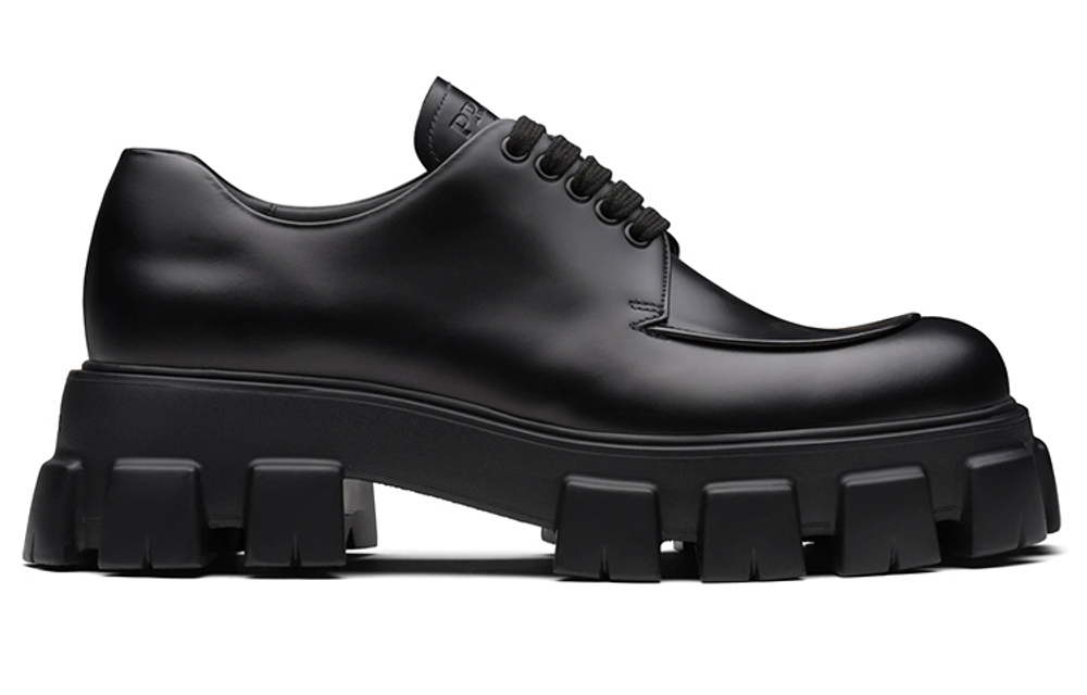 PRADA Monolith Brushed Leather Lace-up Shoes