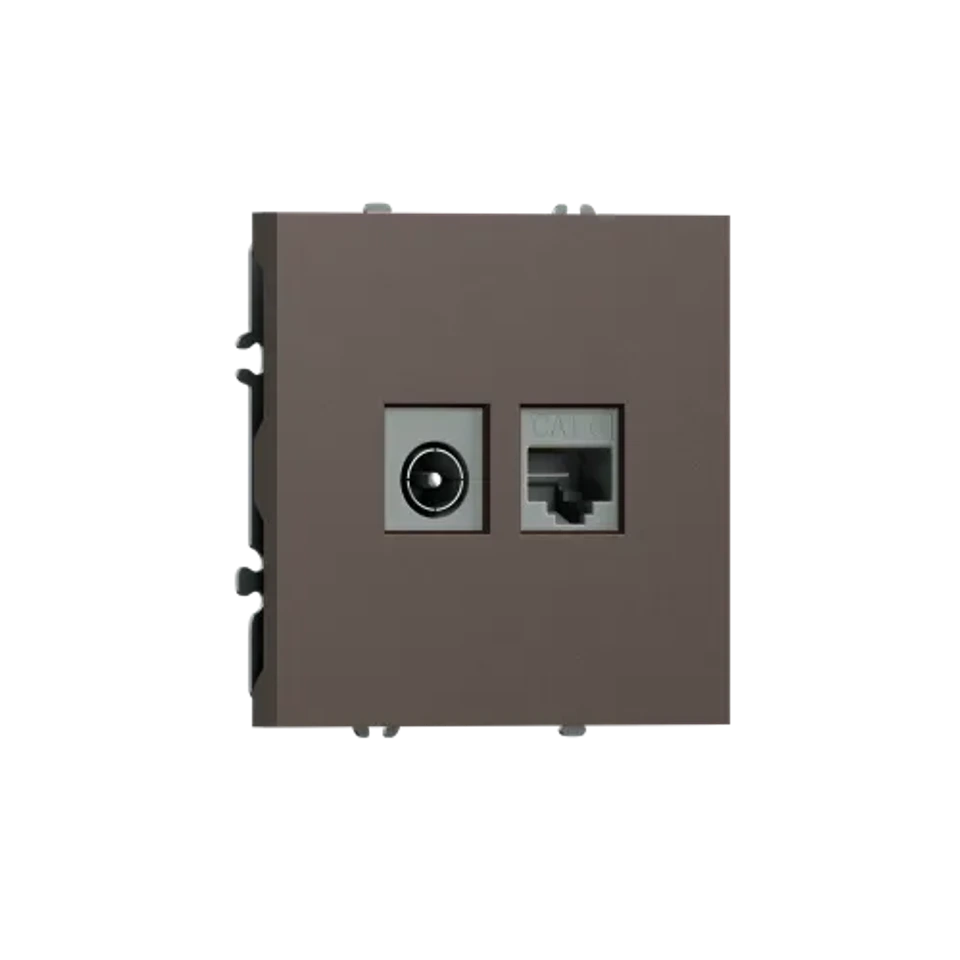 Розетка комбинированная RJ45/TV cat.6, ClassE-8/0-2400 МГц, мокко DONEL S08