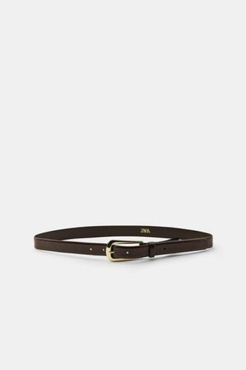 ZARA РЕМЕНЬ ИЗ 100% КОЖИ С ПРЯЖКОЙ, КОРИЧНЕВЫЙ