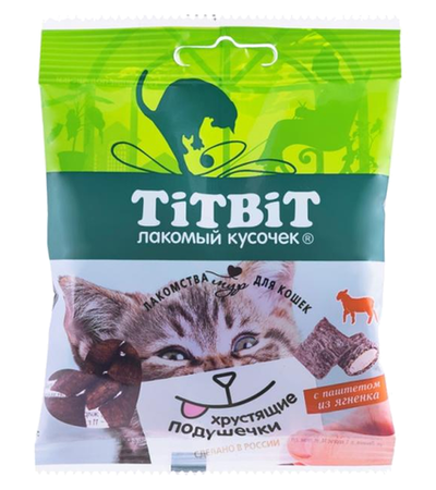 Хрустящие подушечки для кошек с паштетом из ягненка 30 гр