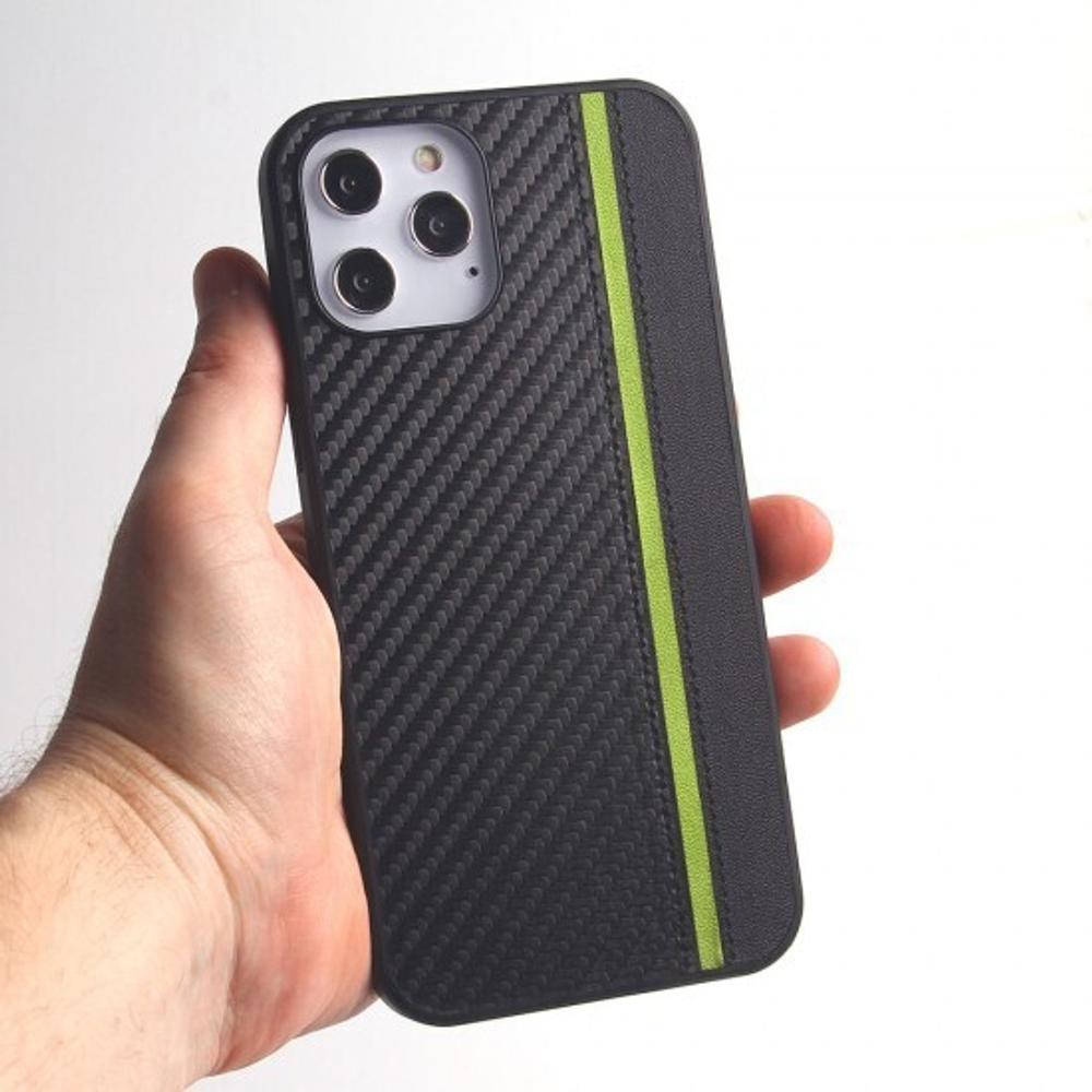 Чехол для iPhone 12 Pro Max, карбоновый , 012465 Салатовый