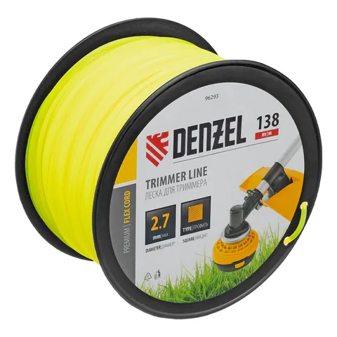 Леска для триммера квадрат, 2,7м х 138м, на DIN катушке FLEX CORD Denzel