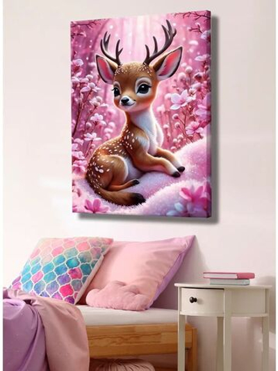 Картина "Весенний олень", на стену 50х70см 1шт., на деревянном подрамнике