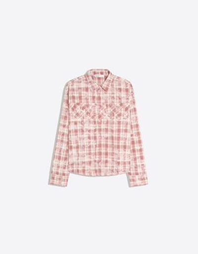 Мужская клетчатая рубашка с длинным рукавом и нашивками - BERSHKA