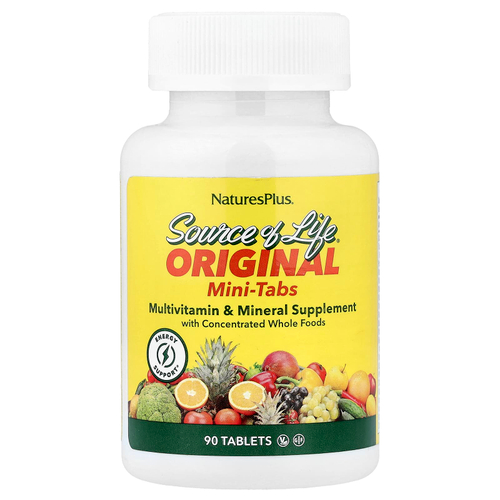 NaturesPlus, Source of Life®, оригинальные мини-таблетки, мультивитаминная и минеральная добавка, 90 таблеток