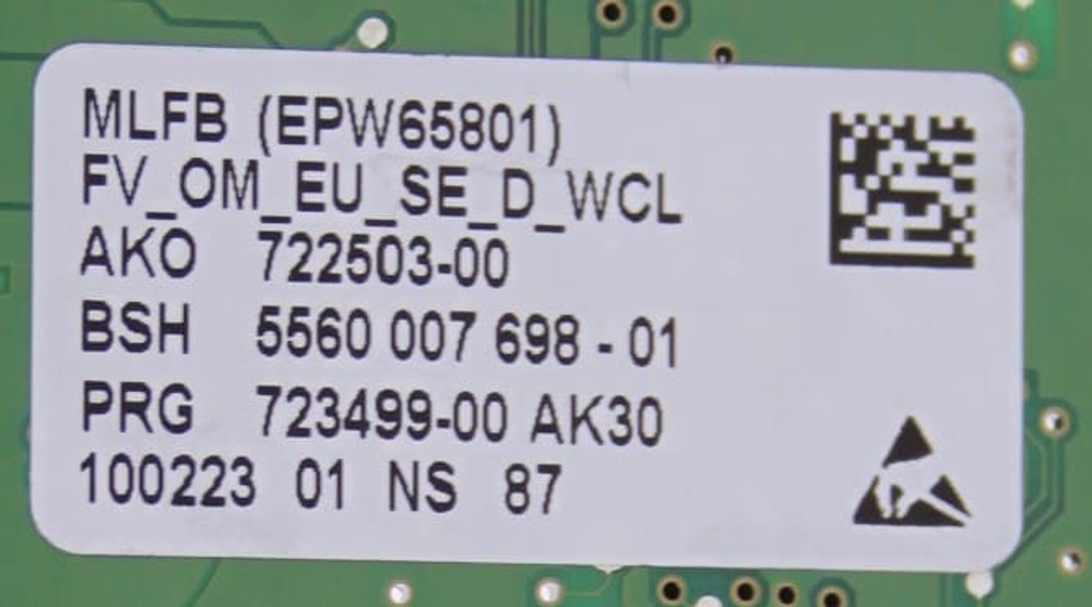 Модуль управления стиральной машины Siemens IQ300 (9000542943)
