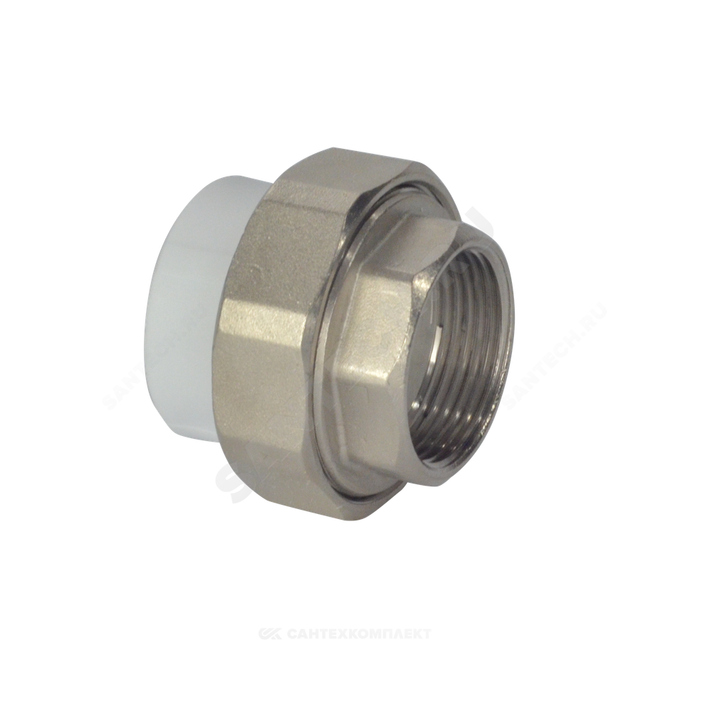 Муфта PP-R комбинированная разъемная белая Дн 20х1/2" ВР усиленная VALFEX 10155015У