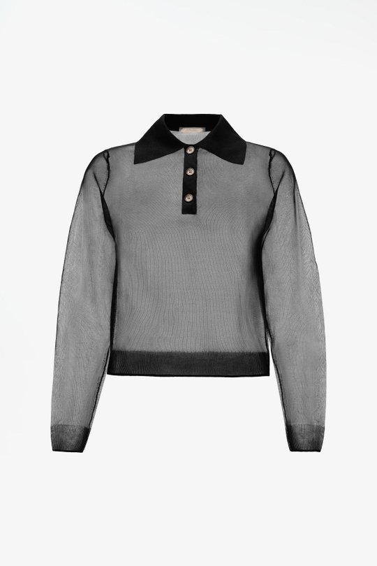 ZARA X JOHN GALLIANO ПОЛО ИЗ ПОЛУПРОЗРАЧНОЙ ТКАНИ LIMITED EDITION, ЧЕРНЫЙ