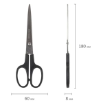 Ножницы BRAUBERG "Standard" 180 мм, черные, классической формы, 2-х сторонняя заточка