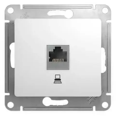 GLOSSA РОЗЕТКА компьютерная RJ45 кат. 5e, механизм, БЕЛЫЙ