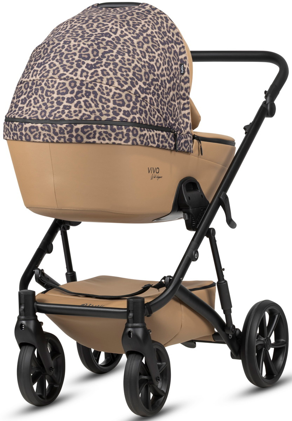 Детская коляска Tutis Viva 6 Plus Wild Elegance 4 в 1 с автокреслом Elo Lux EduSky Black и базой Savannah Brown