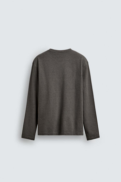 ZARA ФУТБОЛКА В ПОЛОСКУ С ДЛИННЫМИ РУКАВАМИ, ТЕМНО-КОРИЧНЕВЫЙ