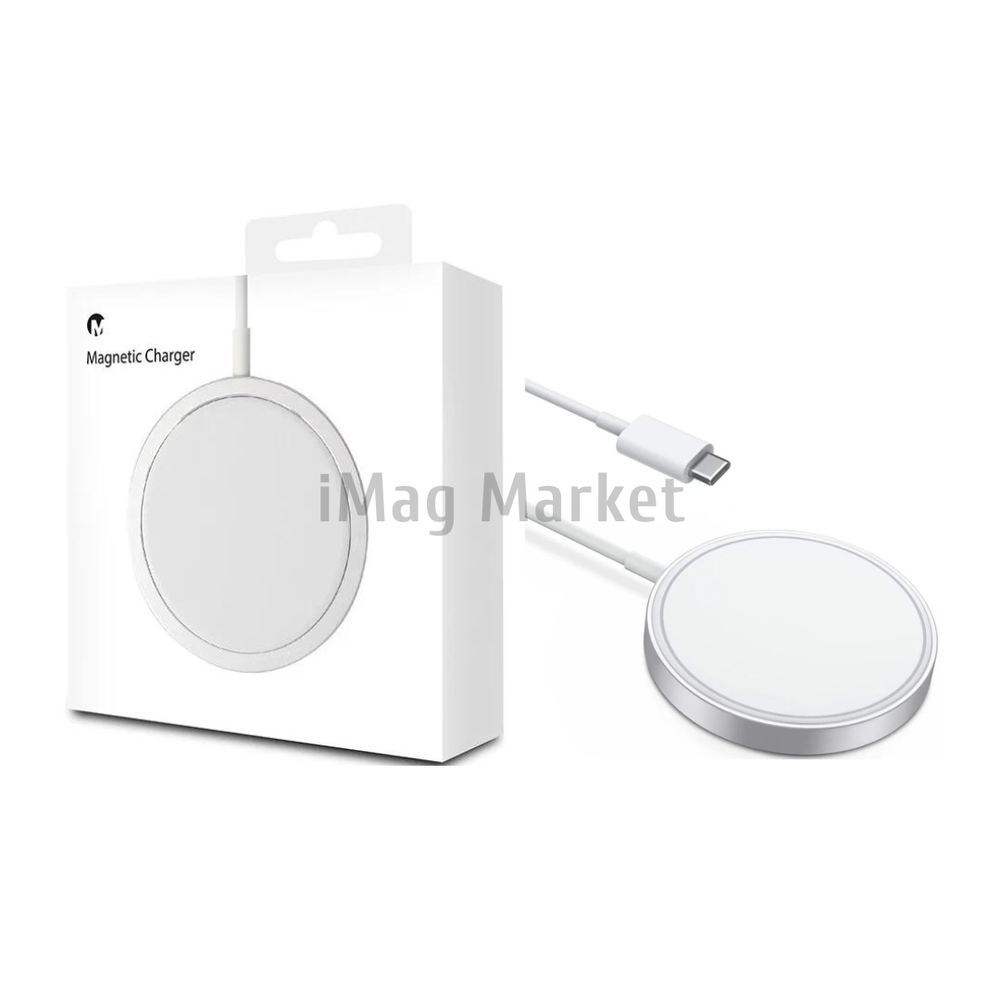 Беспроводное зарядное устройство ORIG2, 15W, 2A, MagSafe, встроенный кабель Type-C, 1м, белый