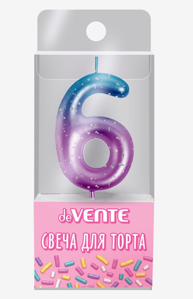 Свеча д/торта ДЕВЕНТЕ цифра "6" Дегрейд (9060505)