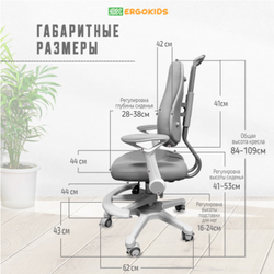 Кресло для школьника с подлокотниками Ergokids Columbia Plus