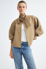 Куртка оверсайз из габардина — Светло-бежевый - H&M