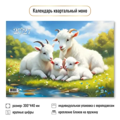 Календарь моно 2027 символ года Семеный отдых