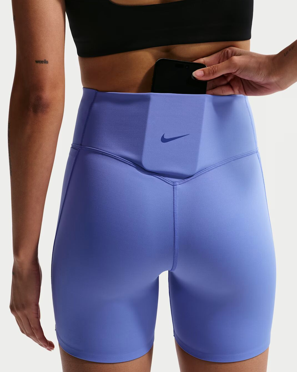 Nike Universa Женские велосипедные шорты с высокой талией и без шва спереди, длина 13 см