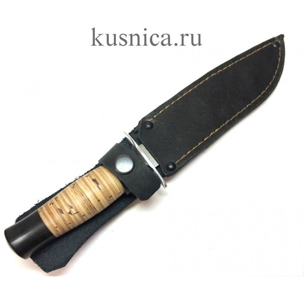 Нож Вишня, дамасская сталь, рукоять береста и граб