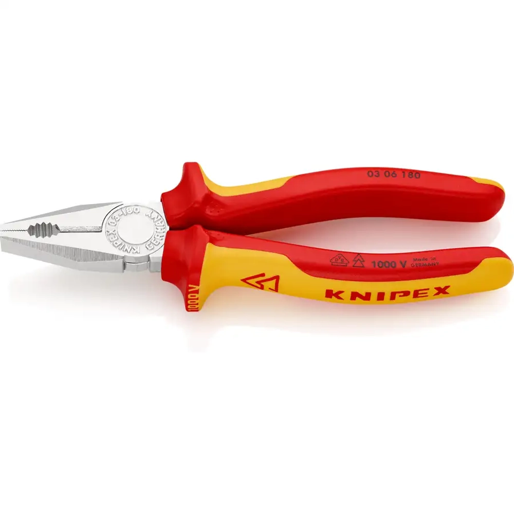Плоскогубцы комбинированные хромированные 180 мм Knipex 03 06 180 SB