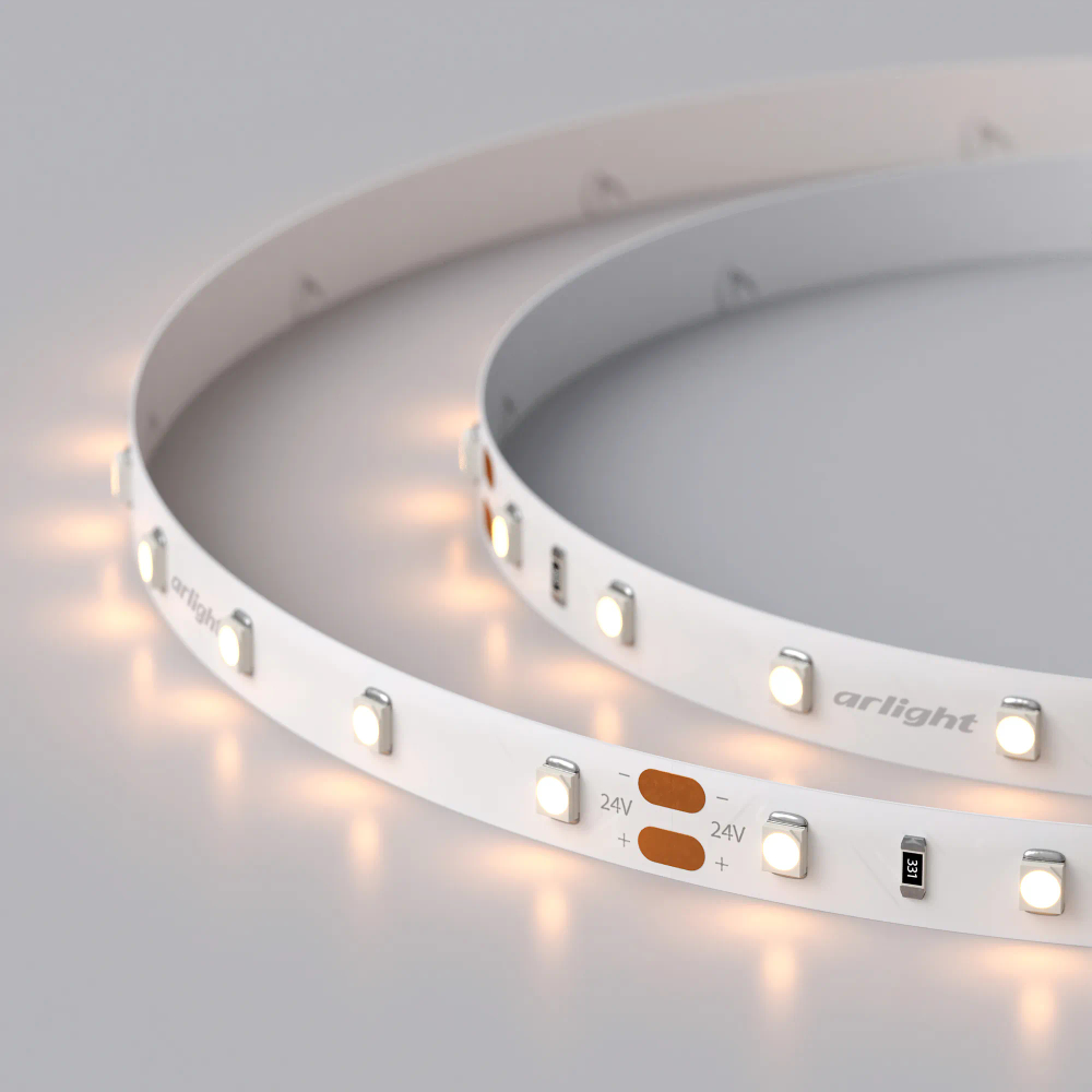 Светодиодная лента RT 2-5000 24V Warm2700 (3528, 300 LED, LUX) (Arlight, 4.8 Вт/м, IP20) 016145