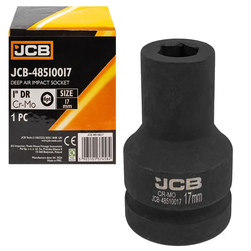 Головка ударная глубокая 1'', 17мм (6гр) JCB JCB-48510017