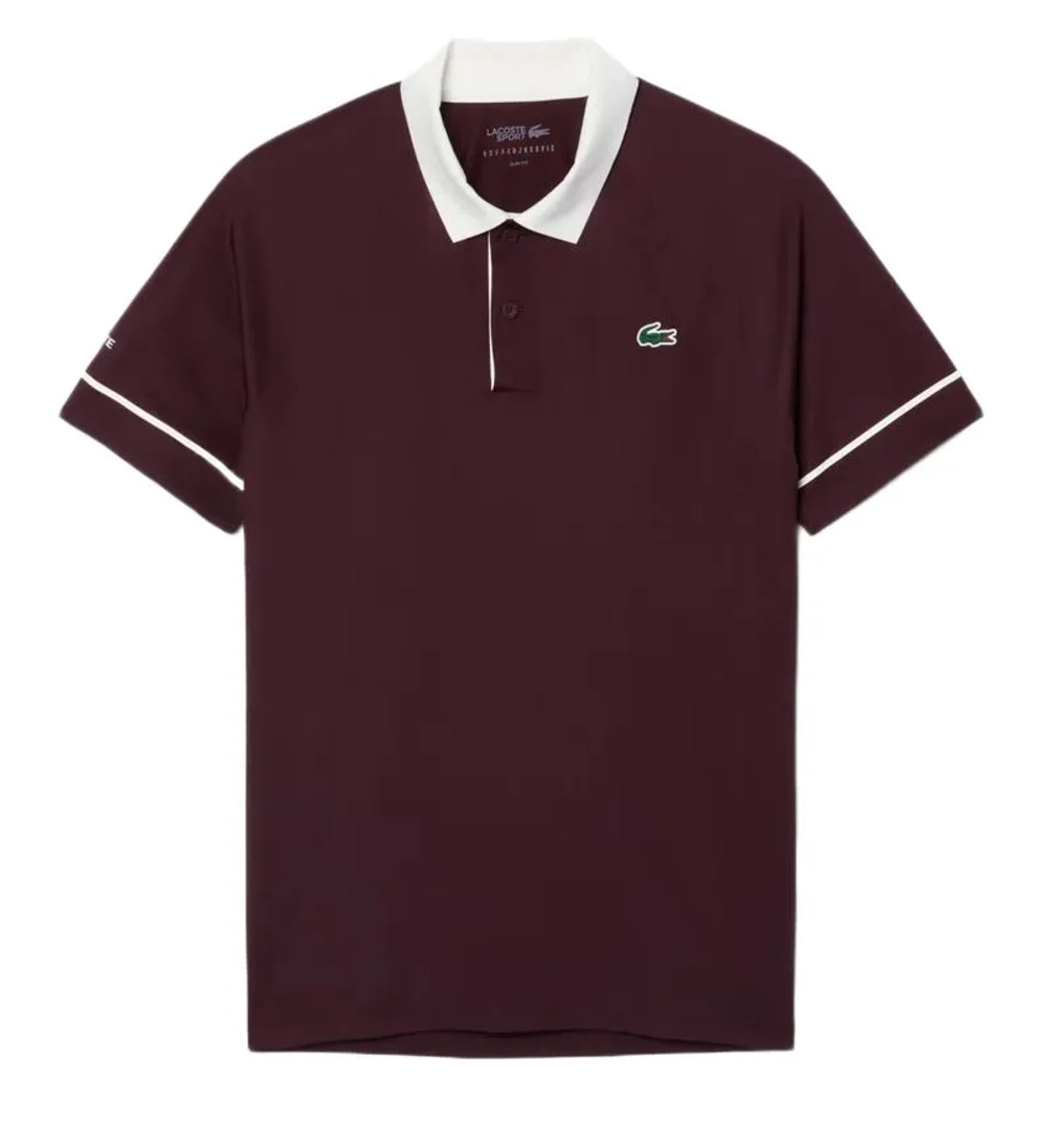 Мужское теннисное поло Lacoste Tennis x Novak Djokovic On Court - maroon/white
