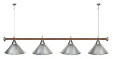 Лампа STARTBILLIARDS 4 пл. (плафоны антик медь,штанга зеленая,фурнитура золото)