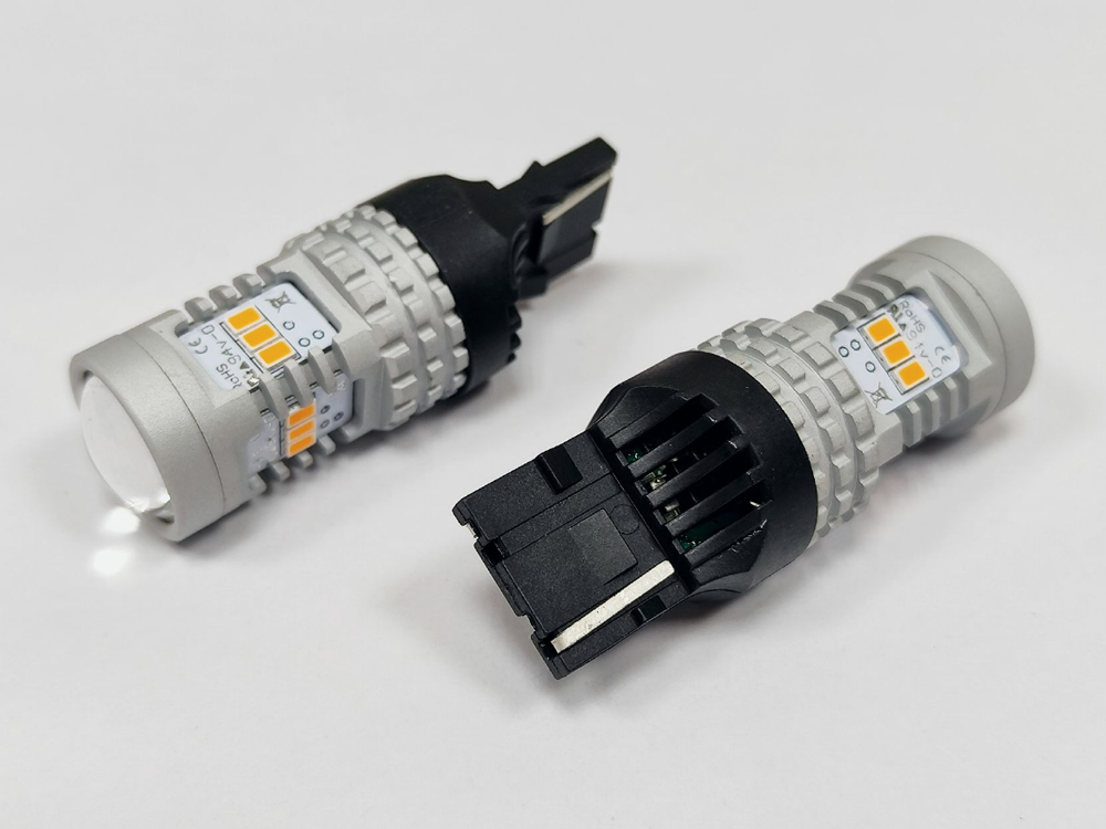 Светодиодная лампа WY21W 7440-3020-14SMD без полярности, со стабилизатором (оранжевый), 1шт