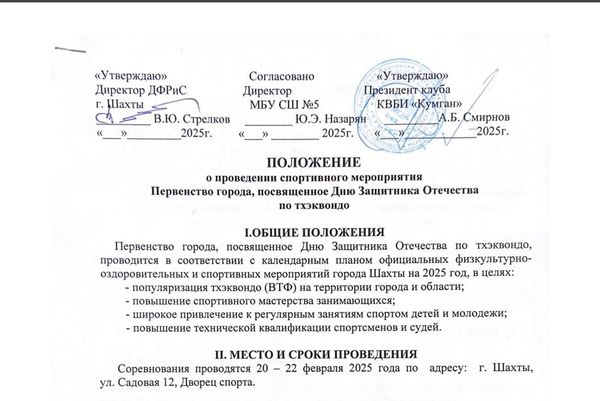 Первенство города, посвященное Дню Защитника Отечества по тхэквондо ВТ