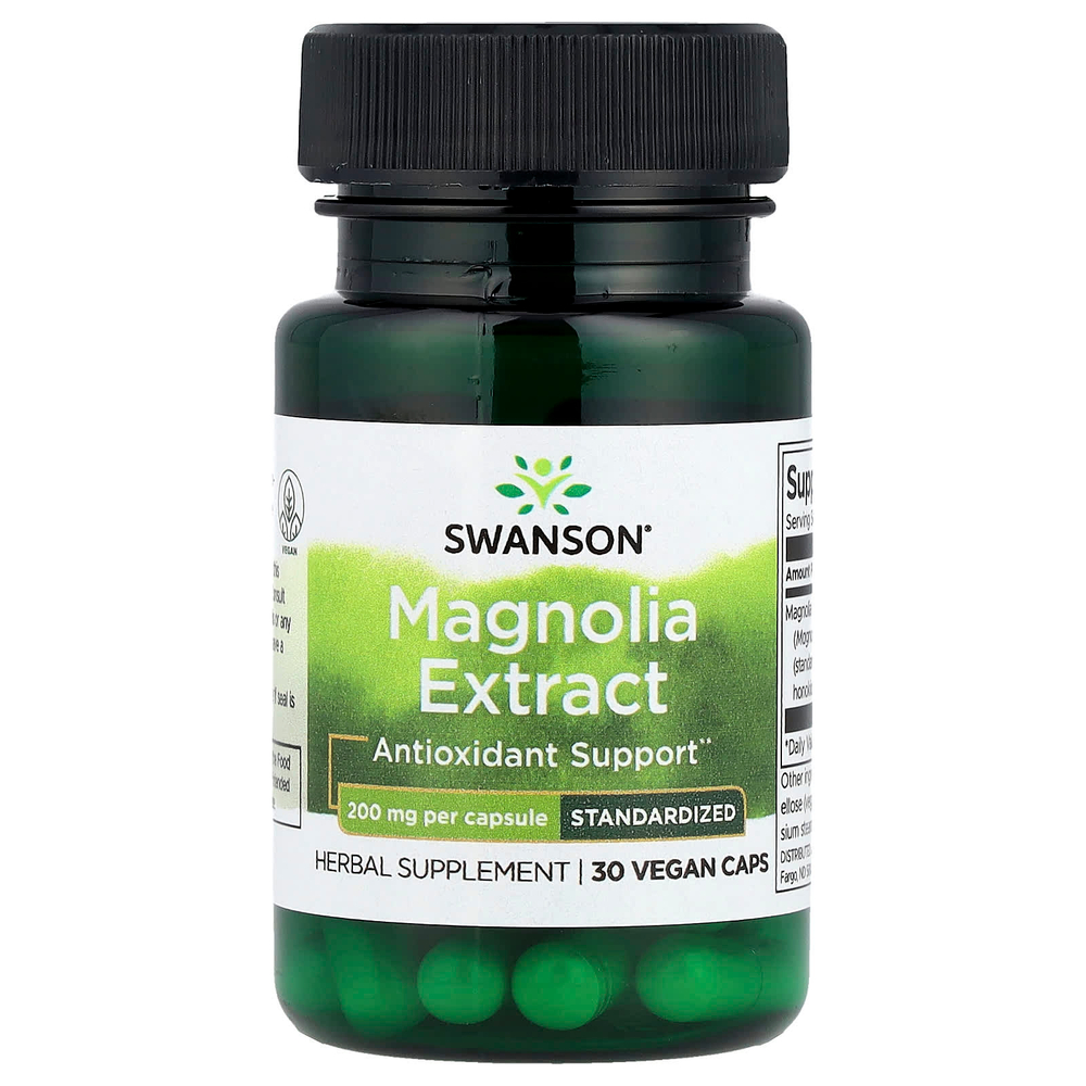 Swanson Vitamins, Экстракт магнолии, 200 мг, 30 веганских капсул