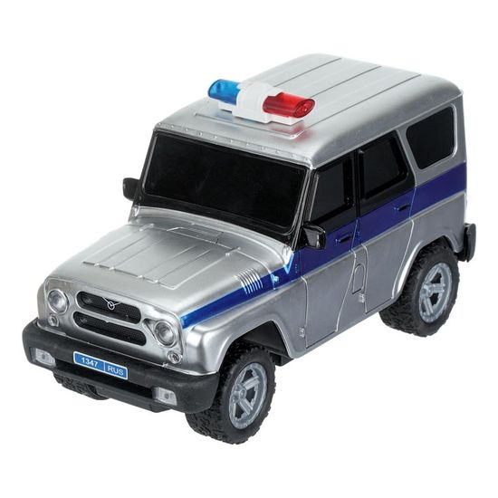 Машина р/у UAZ HUNTER ПОЛИЦИЯ 18 см, свет, серебр, кор. Технопарк