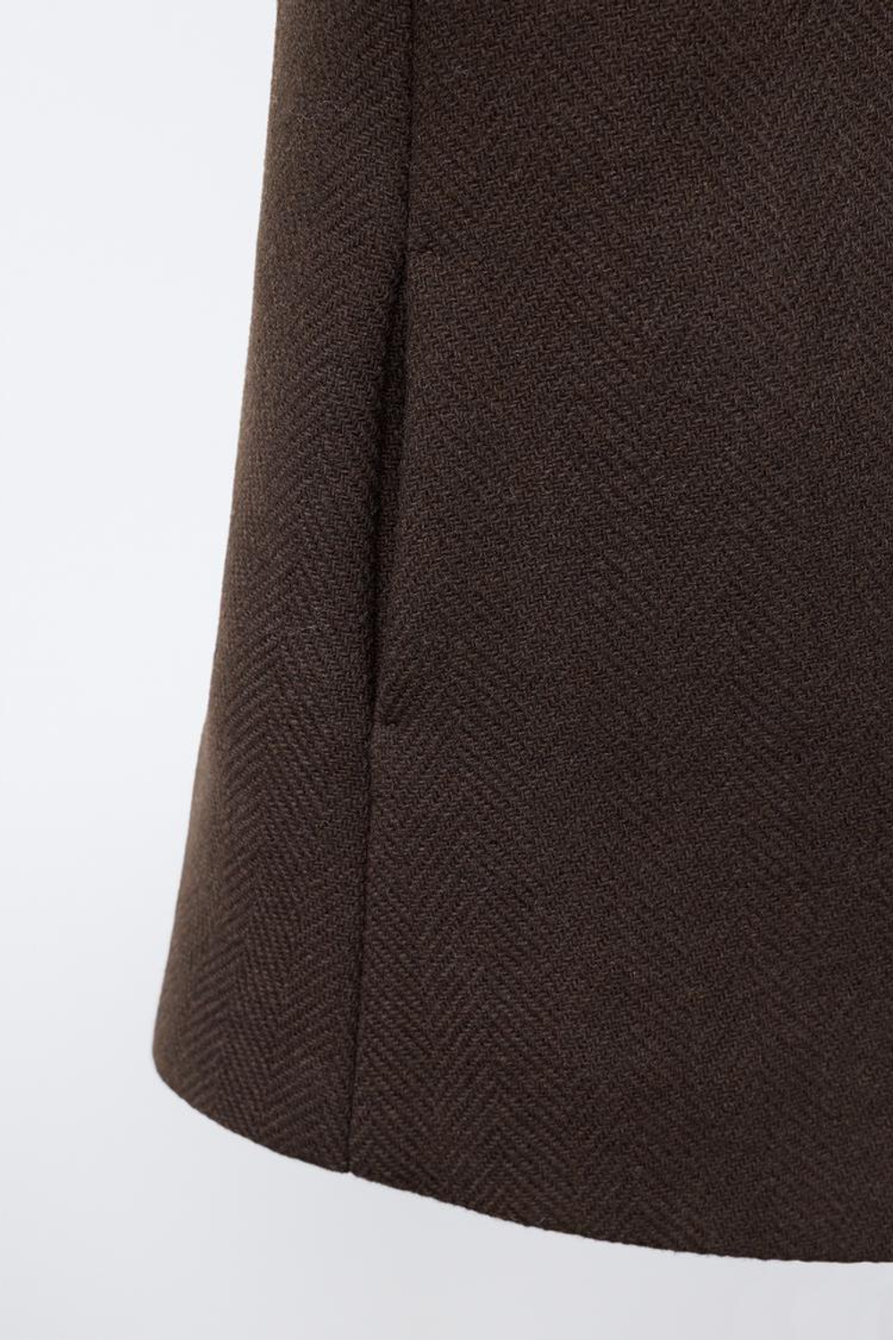 ZARA ПАЛЬТО ИЗ ШЕРСТЯНОЙ ТКАНИ MANTECO, ШОКОЛАДНЫЙ