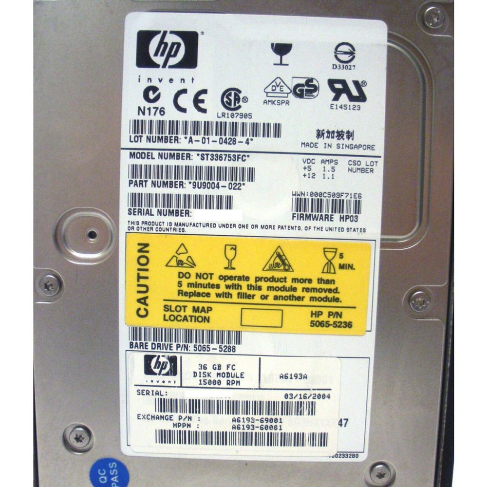 Жесткий диск HP FC 36Gb Hot-Plug 15K A6193-69001