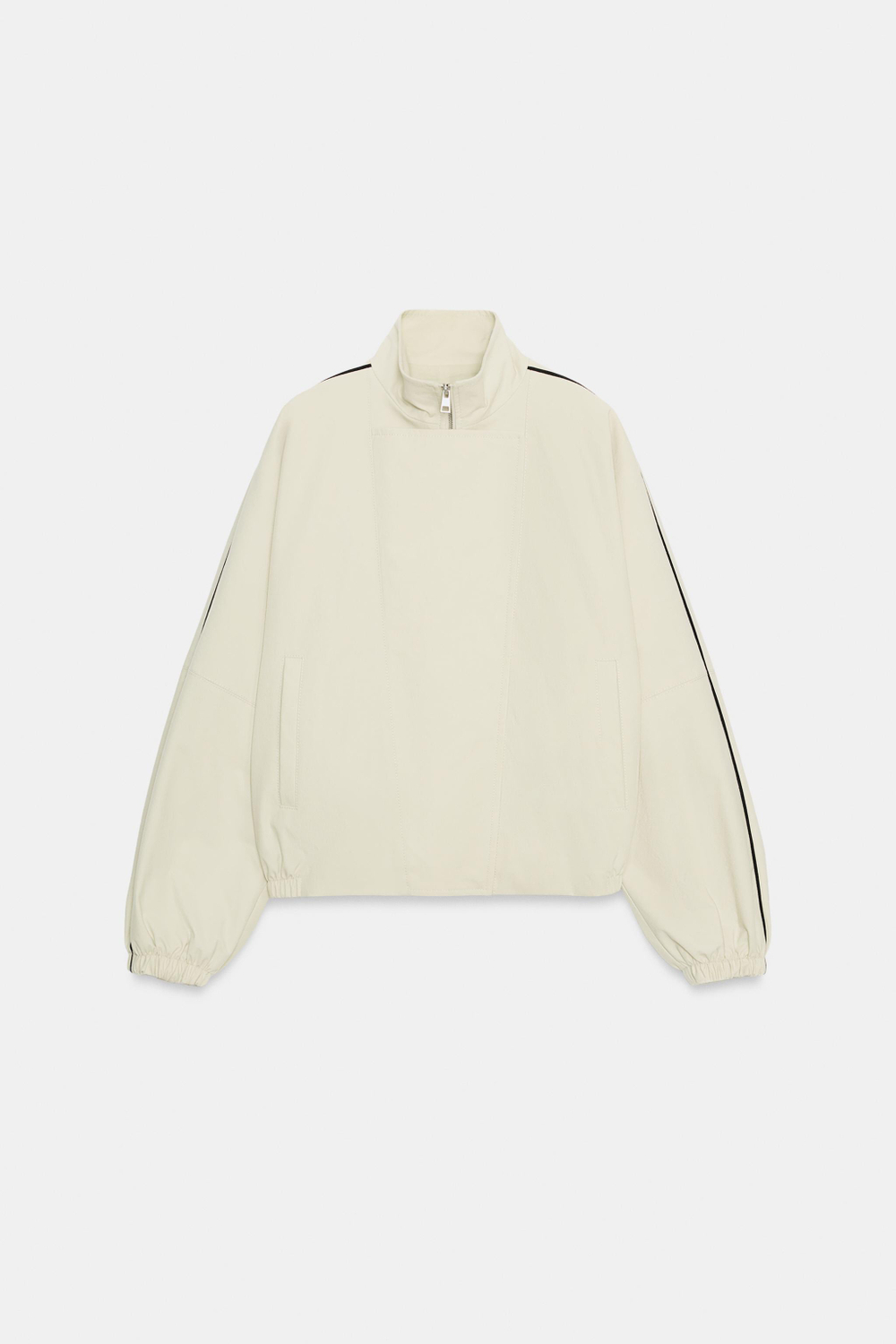 ZARA БОМБЕР С ОТДЕЛКОЙ — ZW COLLECTION, СЕРО-ДЫМЧАТЫЙ