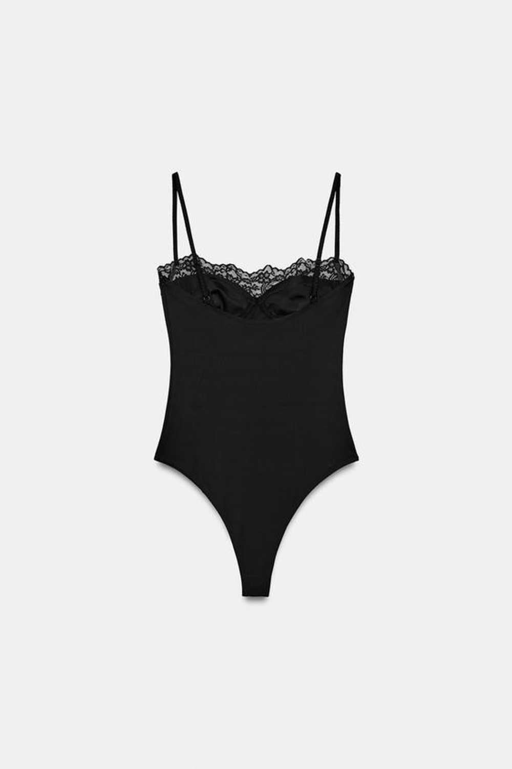 ZARA КРУЖЕВНОЕ БОДИ НА КОСТОЧКАХ, ЧЕРНЫЙ
