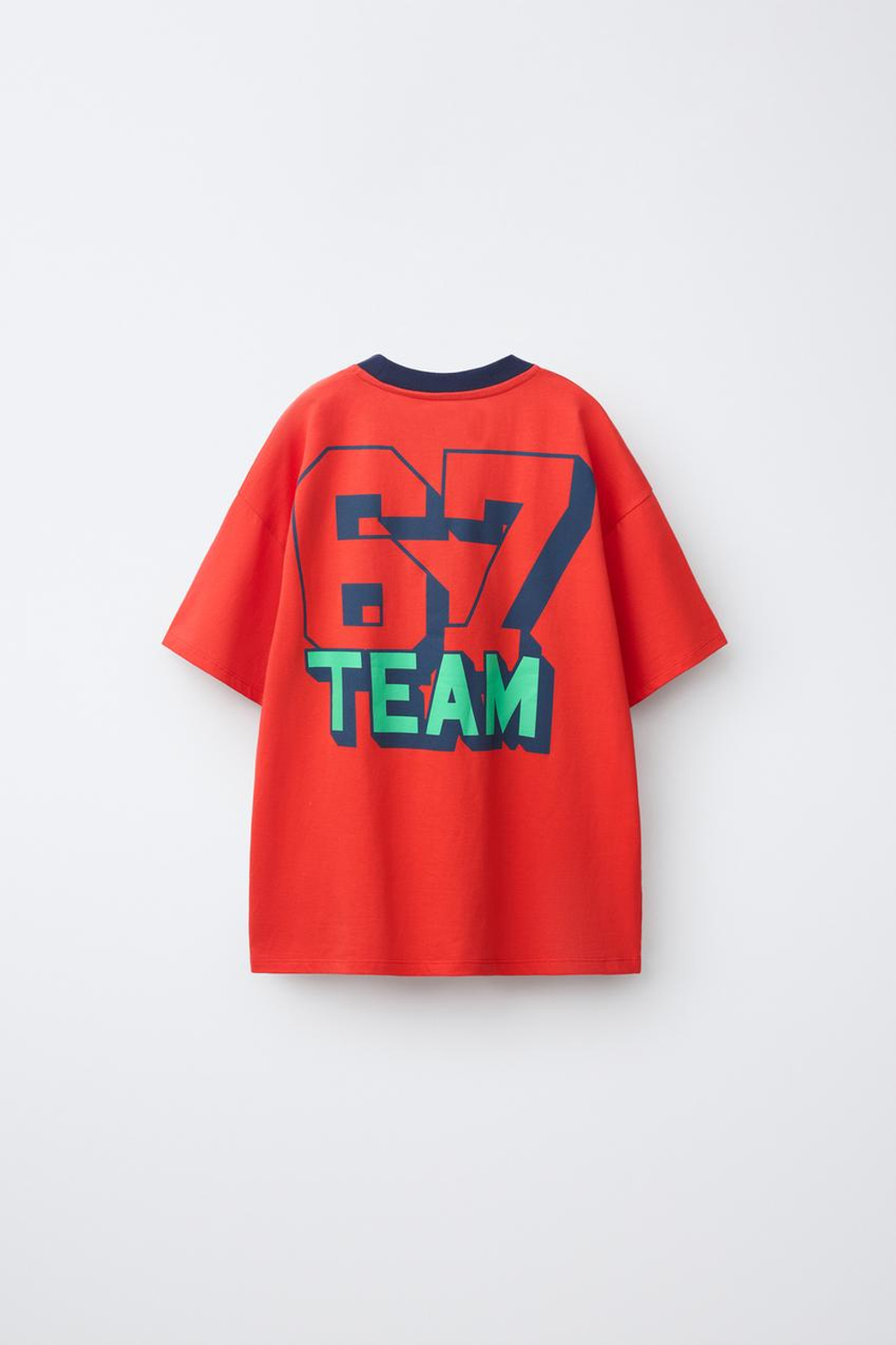 ZARA ФУТБОЛКА С ПРИНТОМ TEAM SIX SEVEN, КРАСНЫЙ