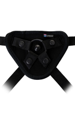 Страпон с 2 насадками и вибрацией UniStrap - 20 и 18 см. (Цвет: черный с бежевым)