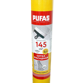 Сетка фасадная Pufapro 1х30 м 5х5 мм 145 г/м2 30 м2 желтая 71703000
