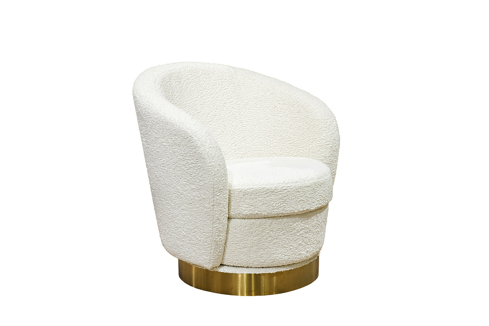 Кресло вращающееся Garda Decor Napoli Napoli-4K-КРЕМОВЫЙ-SHEEPSKIN