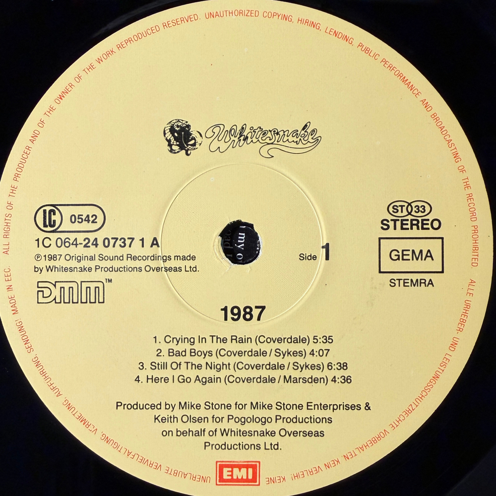 Whitesnake - 1987 (Европа 1987г.)
