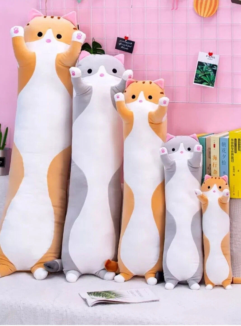 Мягкая игрушка Кот - батон, игрушка - обнимашка 110 см - Серый