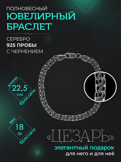 Silver Moon Браслет Цезарь серебряный черненый, ширина 7 мм