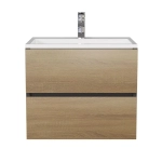 Тумба с раковиной Uperwood Barsa 60 см, раковина белая, подвесная тумба черная/дуб сонома