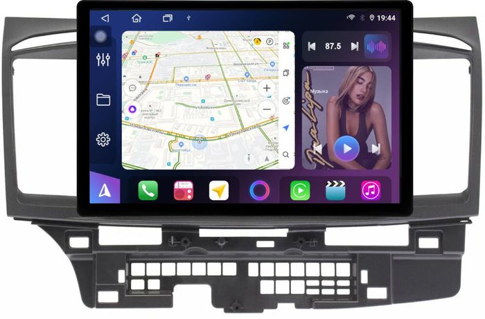 Магнитола для Mitsubishi Lancer X 2007-2016 (рамка 9) - FarCar BX877 монитор 13" 2K QLED на Android 13, Быстрая, CarPlay, 4G SIM-слот