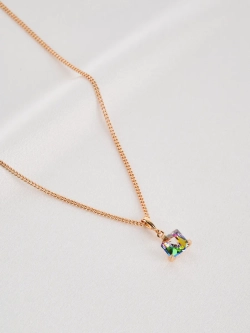 Кулон-кубик Миражи с зеленым кристаллом Swarovski в позолоте