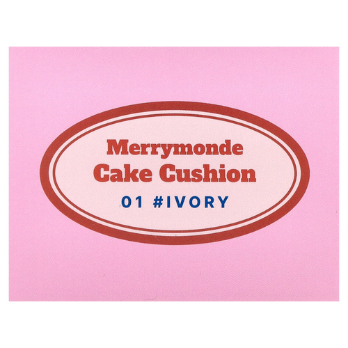 Merrymonde, Cake Cushion, SPF 40, PA ++, 01 цвет слоновой кости, 2 шт., (11 г) каждый